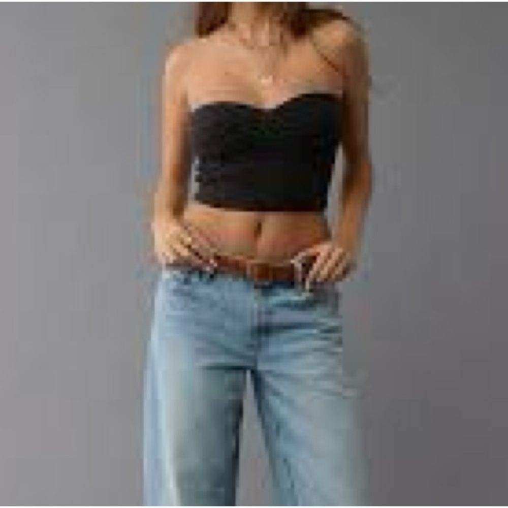AMERICAN EAGLE Ruched Strapless Corset‎ Tube Top Black Size Small